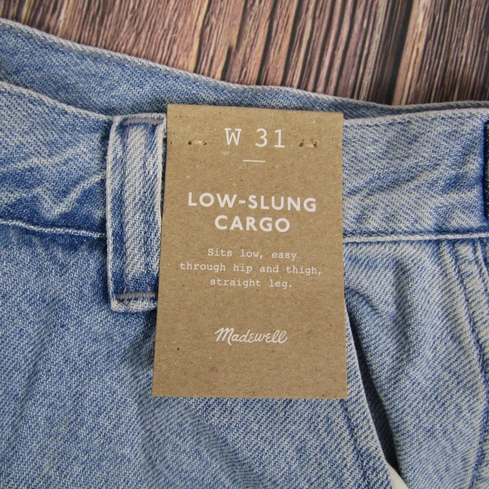 Madewell NEW NWT Womens 31 Blue Low Slung Straight Leg‎ Cargo Jeans
